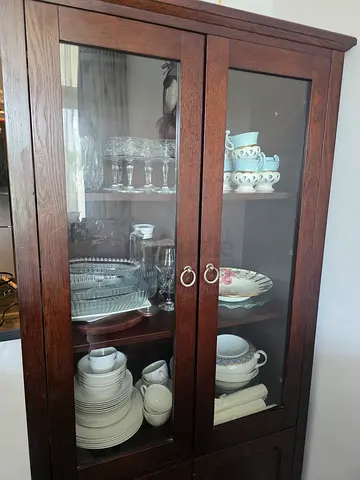 Solid Wood Glass Display Cabinet / China Cabinet - Dark Brown