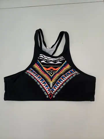 Black patterned swimming crop top M size