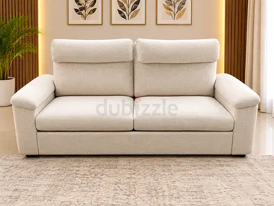 Comfortable 2 Seater Beige Fabric Sofa