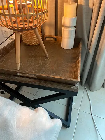 West elm wooden tray-top side tables x 2