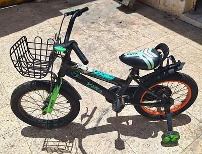 Child's 14-inch VIZA Bicycle with Training Wheels and Basket - Good Condition