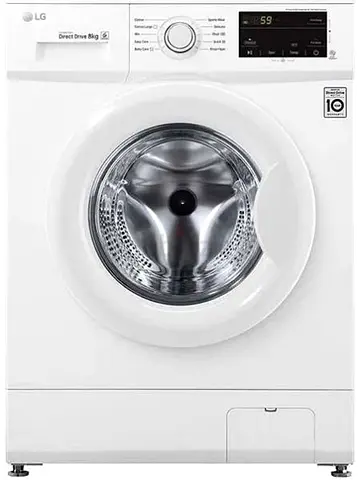 LG Front Load Washing Machine 8kg - White, Direct Drive