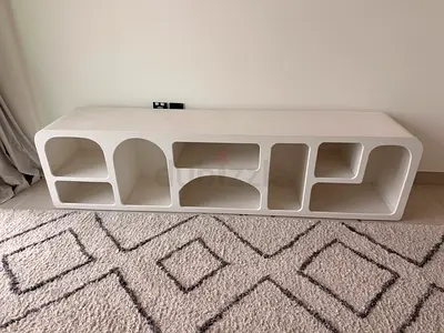 TV Bench - White sculptural arched TV console