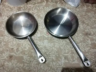 Set of 2 Stainless Steel Frying Pans — Good Used Condition