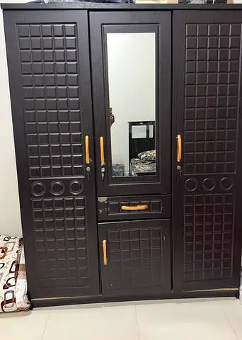 3-Door Wooden Wardrobe with Mirror