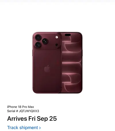 iPhone 18 Pro Max Burgundy 256GB