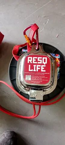 Resq Life fishing tape measure / line reel with strap - used