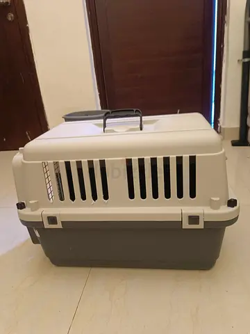 Medium plastic pet carrier with handle — good condition
