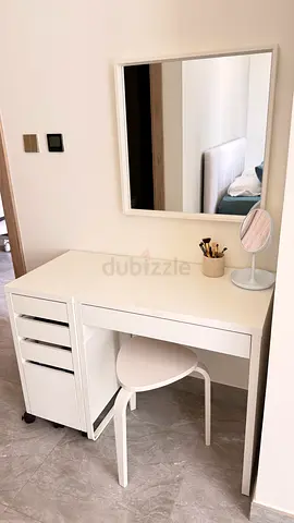 White Vanity Dressing Table with Mirror and Stool - Perfect Condition