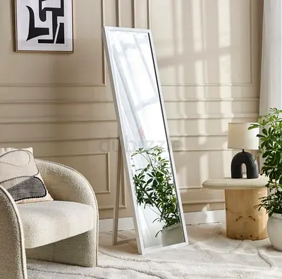Modern Full-Length Standing & Wall-Mount Mirror – White Frame (163.6 x 43.6 cm)