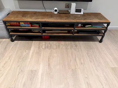 Wood and Metal TV Stand / Media Console, Rustic Industrial Style