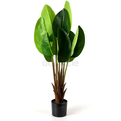 Tall Artificial Potted Tropical Plant - Large Green Leaves