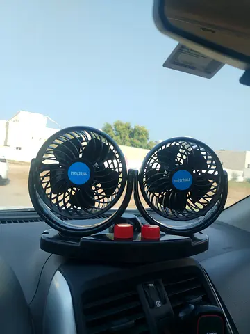 Portable Dual Car Dashboard Fans - 12V, Adjustable Heads
