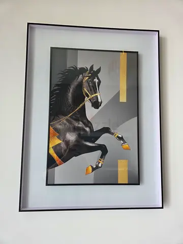 Framed Black & Gold Horse Wall Art (Large)