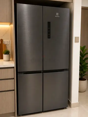 Electrolux 4-Door Frost-Free Refrigerator - Matte Grey, Good Condition