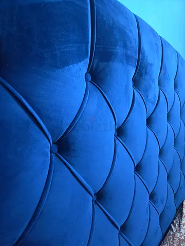Beautiful Velvet blue Bed with Mattress