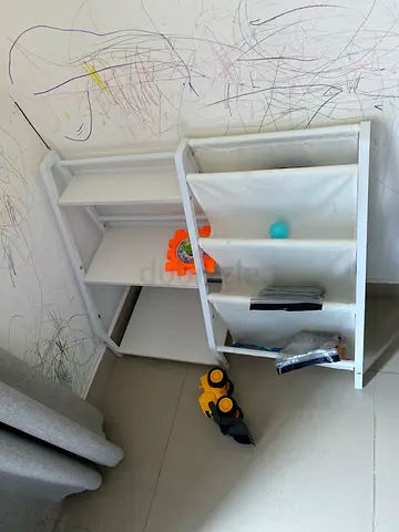 White wooden nursery storage shelf organizer - small book/toy rack