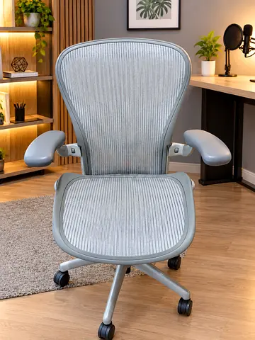 Herman Miller Ergonomic Grey Office Chair with Armrests and Wheels