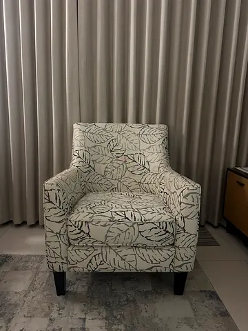 Home R Us, Upholstered Accent Armchair with Leaf Print