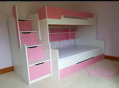 Wooden girls triple bunk bed from pottery barn in excellent condition