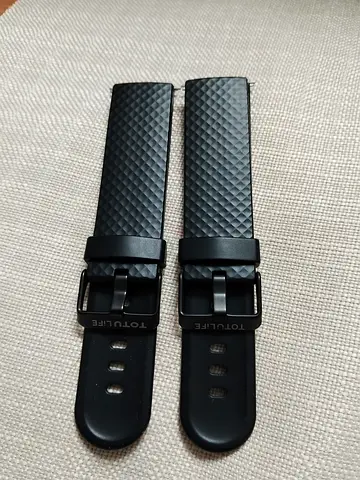 2 Black Silicone Textured Watch Straps