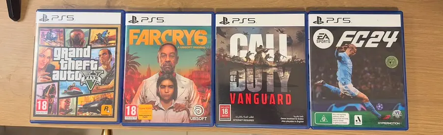 PS5 Console + Games Bundle: GTA V, Far Cry 6, Call of Duty Vanguard, FC 24
