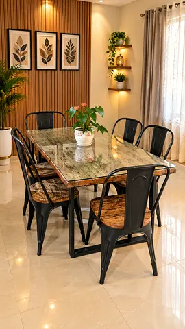 Marina Home Railway Wood Dining Table Set