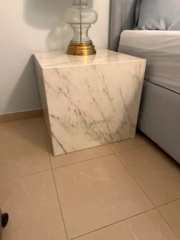 2x Side table marble effect  60 x 60 cm