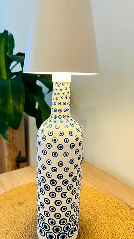 Evil eye bottle lamp and White Shade