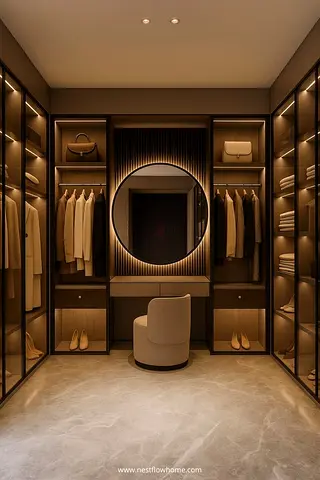 Modern Luxury Walk-in Wardrobe and Vanity Unit