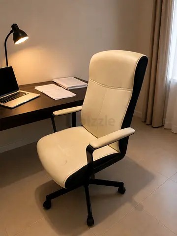 IKEA Cream high-back ergonomic office chair with wheels