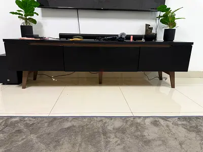 Wooden Black TV Entertainment Unit / Media Console - Good Condition