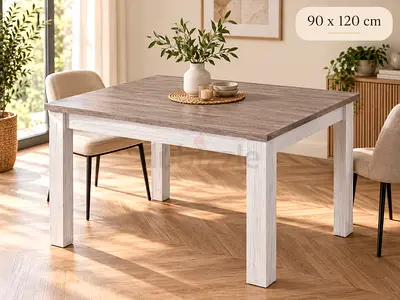 Wooden 90x120 cm Dining Table - Rustic Light Oak Finish