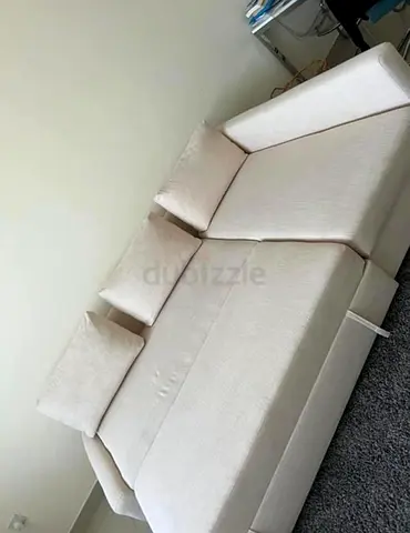 Modern Cream Fabric Sofa Bed with Cushions