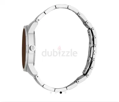 Slim stainless steel men's wristwatch with metal bracelet
