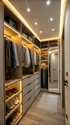 Modern Walk-in Closet with LED Lighting