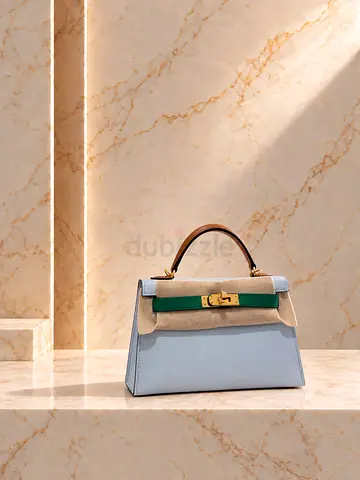 Structured top-handle leather handbag with gold-tone lock (preowned)
