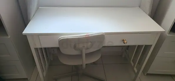 White Study Desk with Swivel Chair - Good Condition