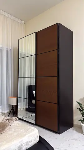 IKEA PAX wardrobe with MEHAMN/AU Dark Wood 2 -Door with Mirror - Excellent Condition- Slide open