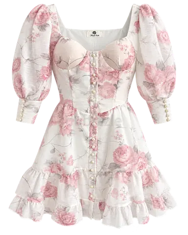 Pink Salt Floral Mini Dress – Size S
