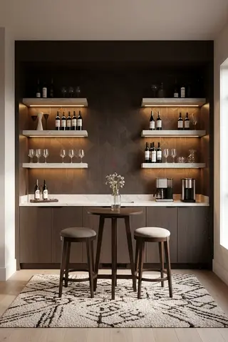 Modern Wooden Bar Table with Matching Stools