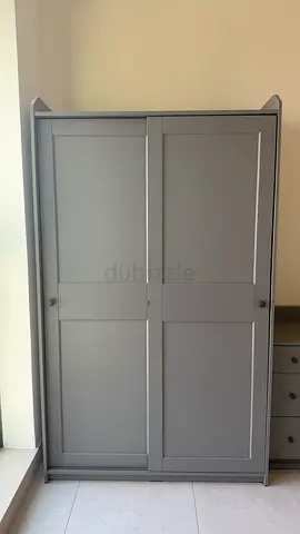IKEA Grey 2-Door Sliding Wardrobe (Hauga) - 118 x 55x 199 cm