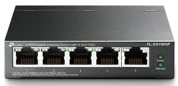 TP-Link TL-SG1005P 5-Port Gigabit PoE Switch, 4 PoE+ Ports @65W