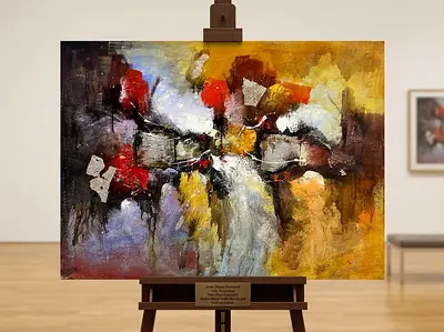 Handpainted Abstract Canvas Painting - Large Wall Art, Framed 120 x 90 cm