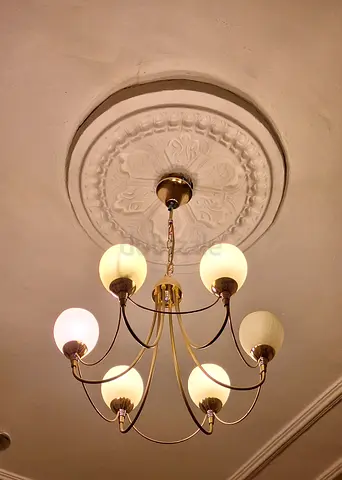 Brass Chandelier with Frosted Glass Shades - Good Condition