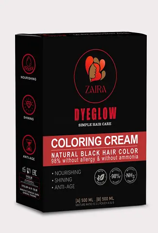 Zaira Dyeglow Coloring Cream - Natural Black Hair Color (500ml)