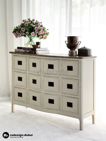 FRENCH COUNTRY DISTRESSED APOTHECARY CHEST or console table sideboard buffet credenza vintage drawer