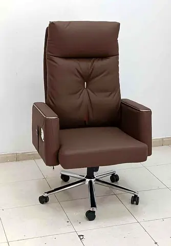 Executive Boss Office Chair Brown Leather