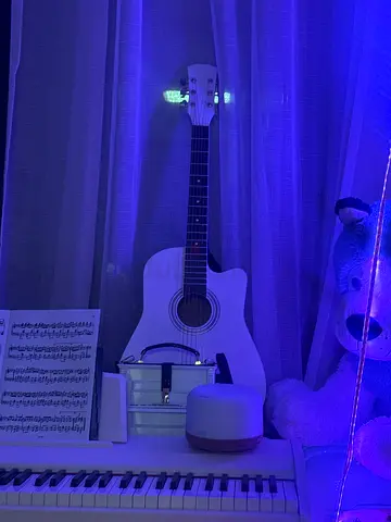 Beginer Acoustic White Guitar
