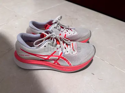 Women’s ASICS Magic Speed Road-Running Shoes - white/Coral, Size 38 (Used)
